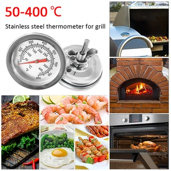 נירוסטה מנגל מעשן גריל מד טמפרטורה ברביקיו מדחום בישול אוכל בדיקה כלי מטבח ביתי גריל התנור.