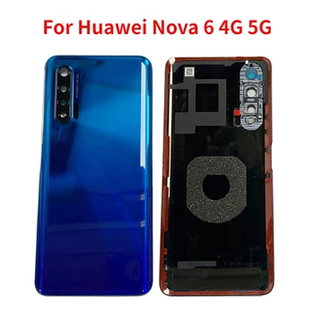 מקורי דיור עבור Huawei נובה 6 4G 5G הסוללה בחזרה מכסה זכוכית הדלת האחורית תיק עם מצלמה עדשה להחליף