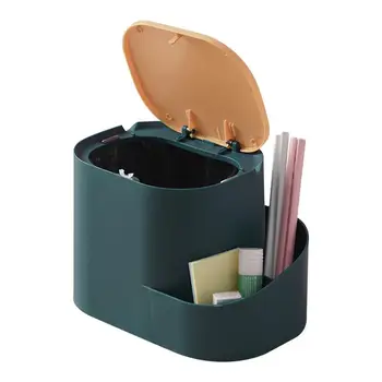 שולחן העבודה אשפה מיני Push-סוג נייר משרדי סל עם מכסה עצלן הסלון, חדר השינה, המשרד שולחן קפה זבל אחסון צינור