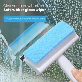 2-In-1 קסם חלון זכוכית, מברשת ניקוי דו צדדי ספוג למגב מגרד קיר אמבטיה מקלחת מגב המראה Scrubber כלים