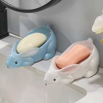 חיות חמודות לסבון כלים סבון קרמיקה ניקוז מחזיק סבון סבון מגש סבון מיכל סבוניה עבור מקלחת אביזרי אמבטיה