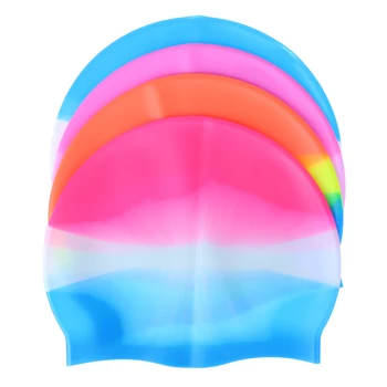 1 Pc יוניסקס קשת צבעוני עמיד למים סיליקון אוזניים ארוך שיער הגנה שחייה בריכת שחייה כובע בגדי ים כובעים למבוגרים
