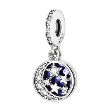 אירופה S925 כסף סטרלינג כחול השמים המכוכבים AAA CZ DIY הקסם המקורי נשים צמיד שרשרת שרשרת תכשיטים