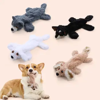 מצחיק מדומה חיה לא המילוי כלב צעצוע עם סקוויקרס עמיד Stuffingless קטיפה המצפצף כלב צעצוע לעיסה להתקמט מחמד סקוויק צעצוע