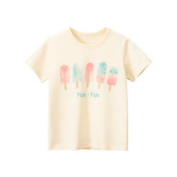 ילדים של הילדה שרוולים קצרים קריקטורה גלידה מודפסים חולצה חולצות בנות Tees חולצות מגניב ומרענן בקיץ