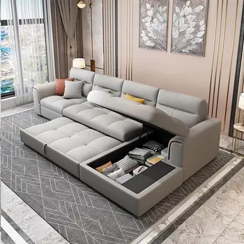 רב תכליתיים מיטת ספה מודרנית פשוט נועד גדולים עם שטח אחסון משק הבית מתכוונן קיפול Sofabed ריהוט חדר