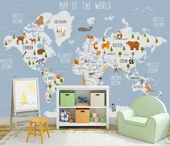 beibehang מותאם אישית מצוירת מפת העולם, תמונות קיר טפט בחדר של הילד קישוט הבית הטלוויזיה רקע נייר קיר עיצוב חדר השינה