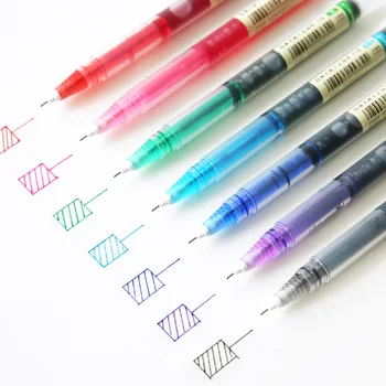 7Pcs צבעוניים ישר נוזל ג ' ל פן אמנותי גופן יצירתי לסרס עט הספר למנהל עסקים, ציוד משרדי מדגיש