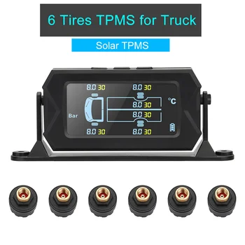 TPM משאית אלחוטית צמיג לפקח על לחץ צמיגים חיישן אוטומטי מערכת אזעקת אבטחה תצוגה דיגיטלית לחץ בצור 6 חיישן חיצוני