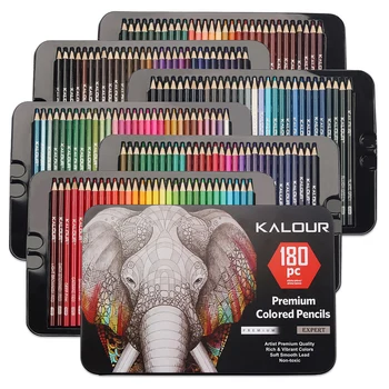 KALOUR ציוד אמנות 180 עפרונות צבעוניים להגדיר ,איכות רך הליבה צבעוני מוביל עבור אמנים מבוגרים,אנשי מקצוע, Colorists