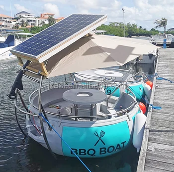 מנוע חשמלי סולארי ברביקיו הסירה יצרנים מנגל Bbq סופגניות דונאט הסירה מים ירוקים תיור מנגל עגול ברביקיו האוכל הסירה