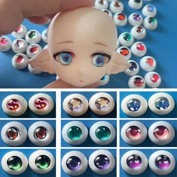 2 זוגות עיניים 12mm/14mm עין DIY צעצוע 1/6 Bjd בובה מצוירת עיניים קטיפה חיה עין אבזרים דול העיניים.