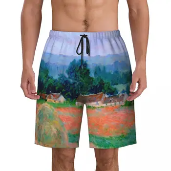 קלוד מונה ציור Boardshorts Mens יבש מהירה מכנסי גלישה שחת יורני בגד הים מותאם אישית הדפסה בגדי ים