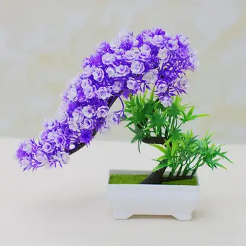 פרחים מלאכותיים צמח עץ עציצי בונסאי המשרד מסיבת גן, שולחן עבודה קישוט פרחים מלאכותיים בסיר על עיצוב הבית