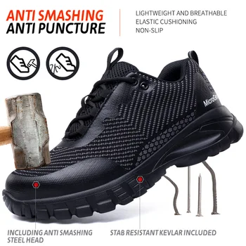 ניתן להריסה בטיחות גברים נעלי עבודה נעלי ספורט קל משקל אבטחה מגפיים ניקוב-הוכחה מגפי עבודה בוהן פלדה נעלי מגן