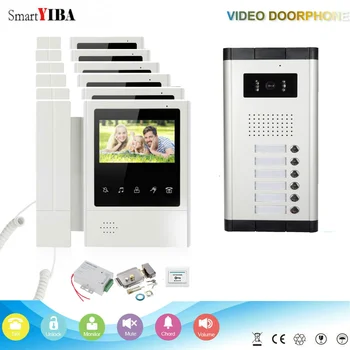 SmartYIBA 6 לחצני הקריאה הבניין וידאו פעמון אינטרקום עם מנעול דלת רב בדירה RFID נעילת טלפון דלת וידאו ערכות