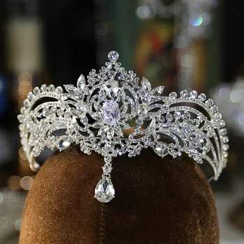 קוריאה כלה הכתר קריסטל החתונה הכתר אביזרי שיער יוקרה כלה נסיכה נזר כתר לשיער מסיבת הכובעים תכשיטים