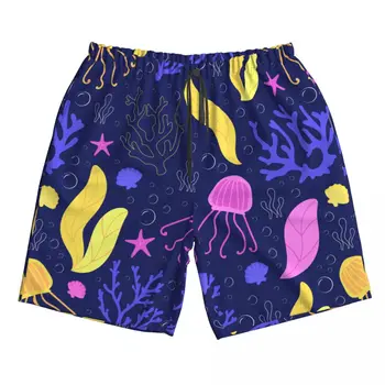 גברים לשחות מכנסיים קצרים בקיץ בגדי גבר בגדי ים קצרים חוף גלישה לוח בגדי גברים מכנסיים עמוק רקע כחול ים קומה