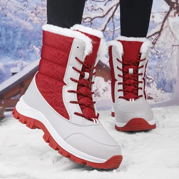נעלי נשים חורף מגפי שלג אופנה מגפי קרסול נשים פלטפורמת להתחמם בחורף מגפיים נוחים נשים נעלי הליכה