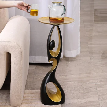 שולחנות צד דמות אמנותית רצפה קישוט בסלון ספה שולחנות קישוט בית יוקרה ריהוט נייד סיבוב קפה שולחן