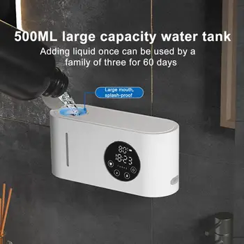 מהר מחלק נוזל הסבון ללא מגע סבון רחצה מתקן עם תצוגת Lcd מתכווננת נפח הקיר 500ml קיבולת