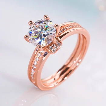 2023 חדש Moissanite הטבעת 1ct 2ct 3ct S925 כסף סטרלינג עם 18k עלה זהב מצופה טבעת תכשיטי יוקרה לנשים מסיבת החתונה.
