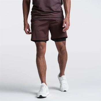 2023 רשת מכנסי גברים 2 ב 1 כפולה-סיפון יבש מהירה כושר ספורט קצרים כושר ריצה אימון מכנסי ספורט גברים במכנסיים קצרים.