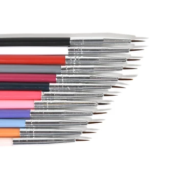15PCS אמנות ציפורן אניה מברשות UV ג ' ל ציור אקריליק יישום עיצוב ציפורניים כלים ניילון מברשת ציור מסמר ציור כלי Pensn