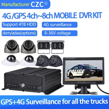 4G מעקב gps tracket AI dms התובע המחוזי 4CH/8CHmobile dvr cmsv6 פלטפורמה H. 265 תומך 2pcs 512G כרטיס sd