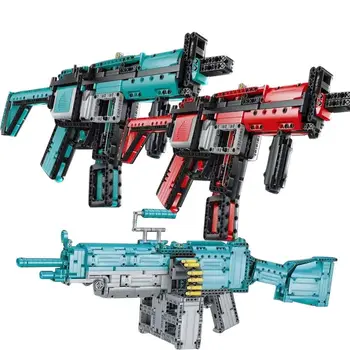 חשמלי Mp5 מקלע נאספו אבני בניין לבנים סימולציה Moc תת נשק נשק הרכבה ילד דגם צעצוע מתנות