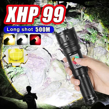 XHP99 אור חזק מתח גבוה נטענת פנס Led מנורת Usb Typec להטעין את היד לפיד פנס 18650 טיולים חיצוני