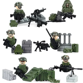 צעצועים לילדים הצבאי המיוחד כוחות חמושים הסוואה חייל דמויות זירת דגם מיני כלי נשק חלקיקים קטנים אבני הבניין מתנות