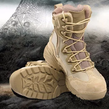 עמיד למים חיצוני של הצבא טקטי גברים הנעליים הצבאיות איכותי דלתא המדבר מגפי קרב נעליים לנשימה טיפוס נעלי ספורט