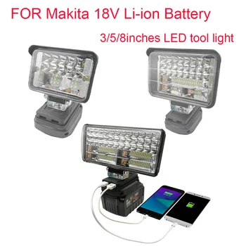 LED אורות פנס חשמלי לפיד אור הזרקורים רכב מנורה על מקיטה 18V-Li-ion סוללה מתאם BL1815 BL1830 בנק כוח USB