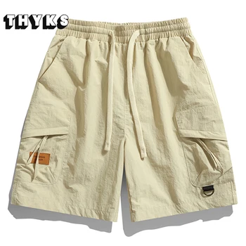 בקיץ ייבוש מהיר המכנסיים גברים ניילון מעט עמיד למים חופשי מזדמנים מכנסיים קצרים יפני גדול בכיס הברך אורך המכנסיים זכר