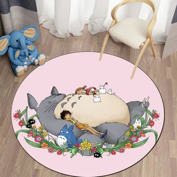 Totoro3D מודפס סיבוב שטיח אמבטיה,שטיחון נגד החלקה. שטיחים בחדר השינה，עיצוב חדר ילדים, שטיחים עבור הסלון, חמוד השטיח