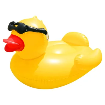 קלאסי צהוב גדול ברווז לרכב צף שורה מעובה PVC מחמד חמוד מים צף למיטה, משקפי שמש ברווז שוחה הטבעת