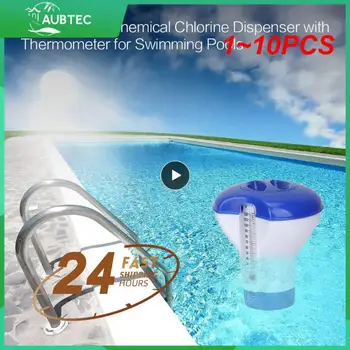1~10PCS בריכת שחייה צף גלולות חיטוי קופסה עם מדחום תרופות אוטומטי מתקן המים חיטוי בריכת שחייה