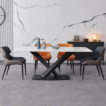 מינימליסטי רוק לוח שולחן אוכל מלבני קטן יחידה נורדי אינטרנט מפורסמים יצירתיים שולחן אוכל, כיסא משולב