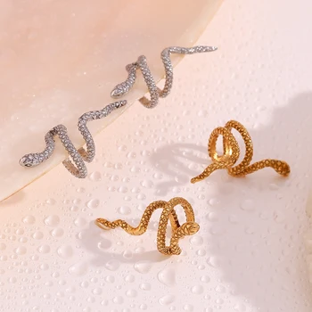 ייחודיות מיני רשת נחש אוזן קליפ זהב, צבע כסף אופנתי של נשים עגילים 2023 נירוסטה עמיד למים תכשיטים