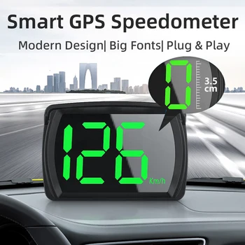 GPS HUD דיגיטלי מד המהירות במכונית הראש תצוגת LCD קמ 